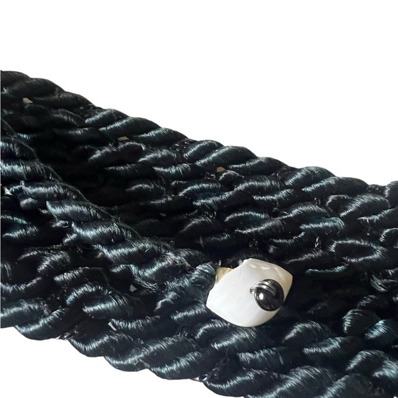 Vintage Black Rope Belt with Large Seashells Womens One Size - Picture 14 of 15
